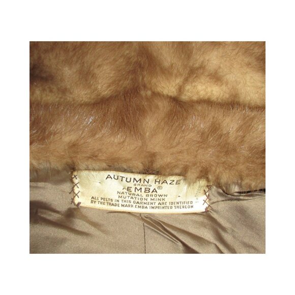 Vintage Autumn Haze Brand EMBA Natural Brown Mink Fur Stole Cape Wrap - Picture 11 of 12